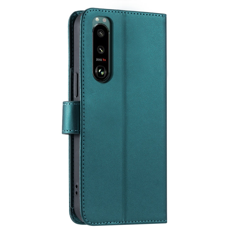 Funda de Cuero para Sony Xperia 5 III con Forma de Rombo y Hebilla de Anillo (Verde)