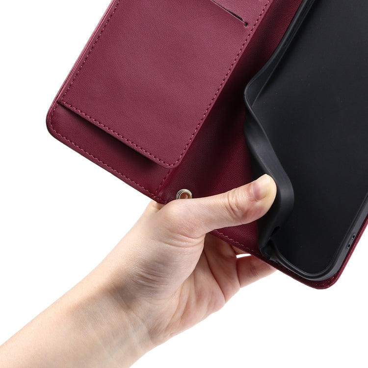 Funda de Cuero para Sony Xperia 10 III con Forma de Rombo y Hebilla de Anillo (Roja)