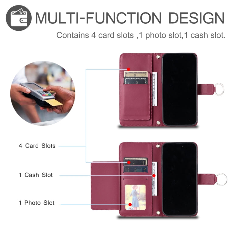 Funda de Cuero para Sony Xperia 10 III con Forma de Rombo y Hebilla de Anillo (Roja)