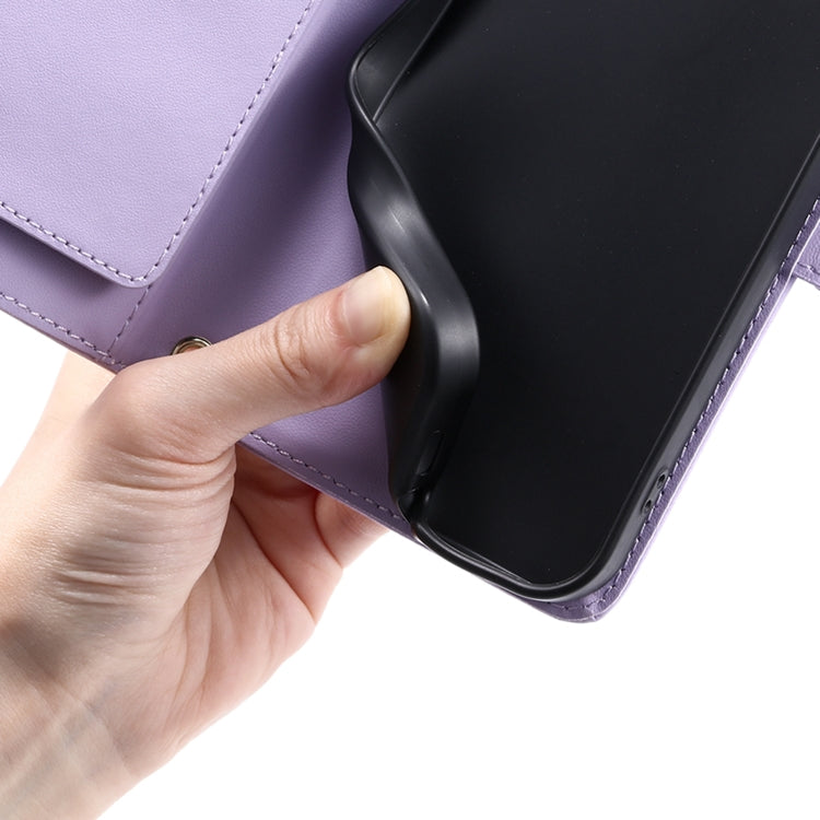 Funda de Cuero con Hebilla de Anillo y Diseño Rombal para Sony Xperia 10 III (Morado)