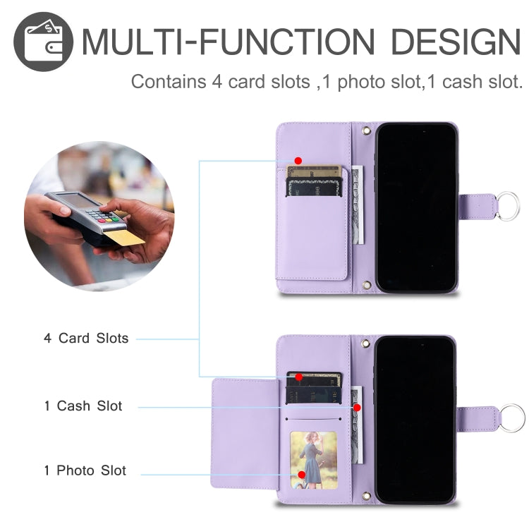 Funda de Cuero con Hebilla de Anillo y Diseño Rombal para Sony Xperia 10 III (Morado)