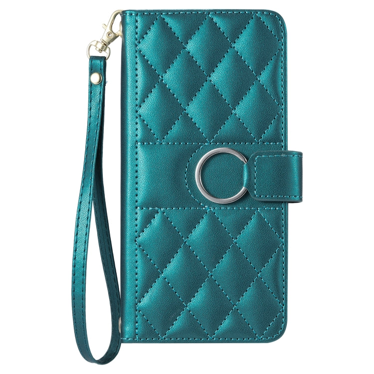 Funda de Cuero para Sony Xperia 10 Iv con Forma de Rombo y Hebilla de Anillo (Verde)