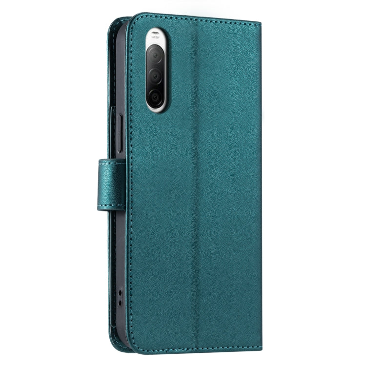 Funda de Cuero para Sony Xperia 10 Iv con Forma de Rombo y Hebilla de Anillo (Verde)