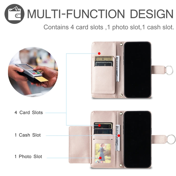 Funda de Cuero con Diseño Rombal y Hebilla de Aro para Sony Xperia 1 Iv (Oro Rosa)