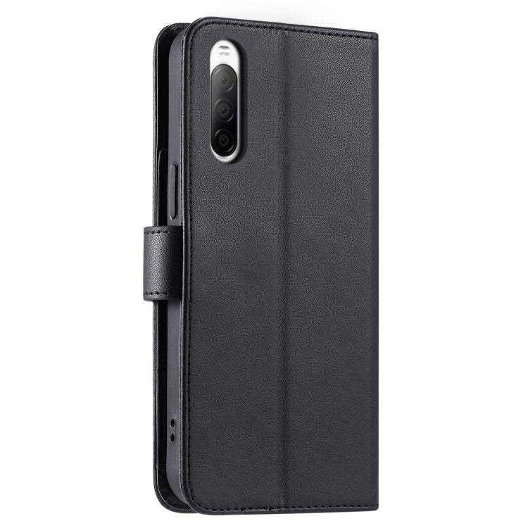 Funda de Cuero con Hebilla de Anillo para Sony Xperia 10 Vi (2024) (Negra)