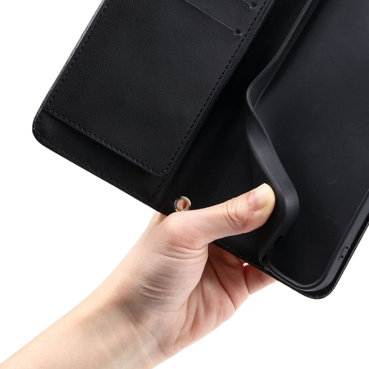 Funda de Cuero con Hebilla de Anillo para Sony Xperia 10 Vi (2024) (Negra)
