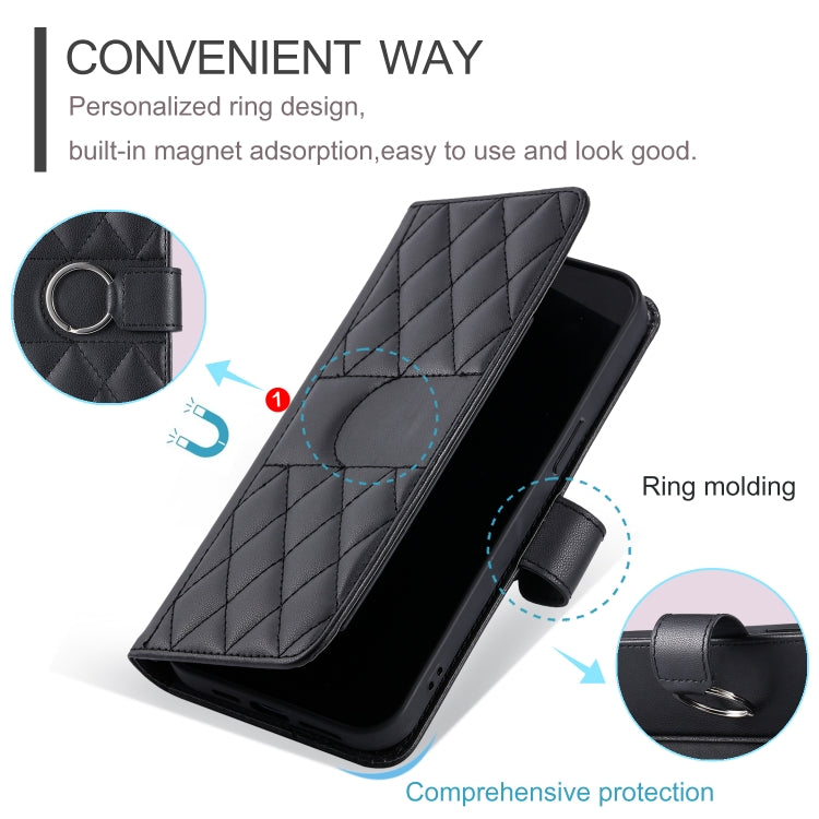 Funda de Cuero con Hebilla de Anillo para Sony Xperia 10 Vi (2024) (Negra)