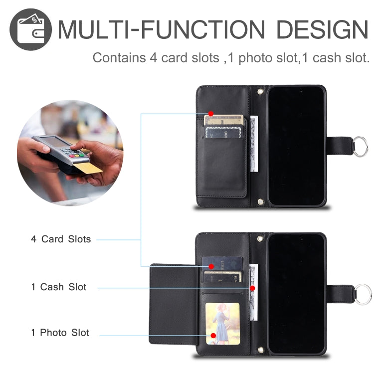 Funda de Cuero con Hebilla de Anillo para Sony Xperia 10 Vi (2024) (Negra)