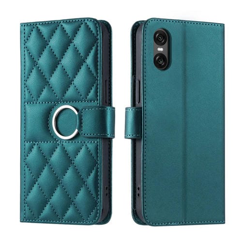 Funda de Cuero con Hebilla de Anillo para Sony Xperia 5 Vi (2024) (Verde)