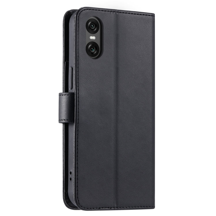 Funda de Cuero con Hebilla de Anillo para Sony Xperia 5 Vi (2024) (Negra)
