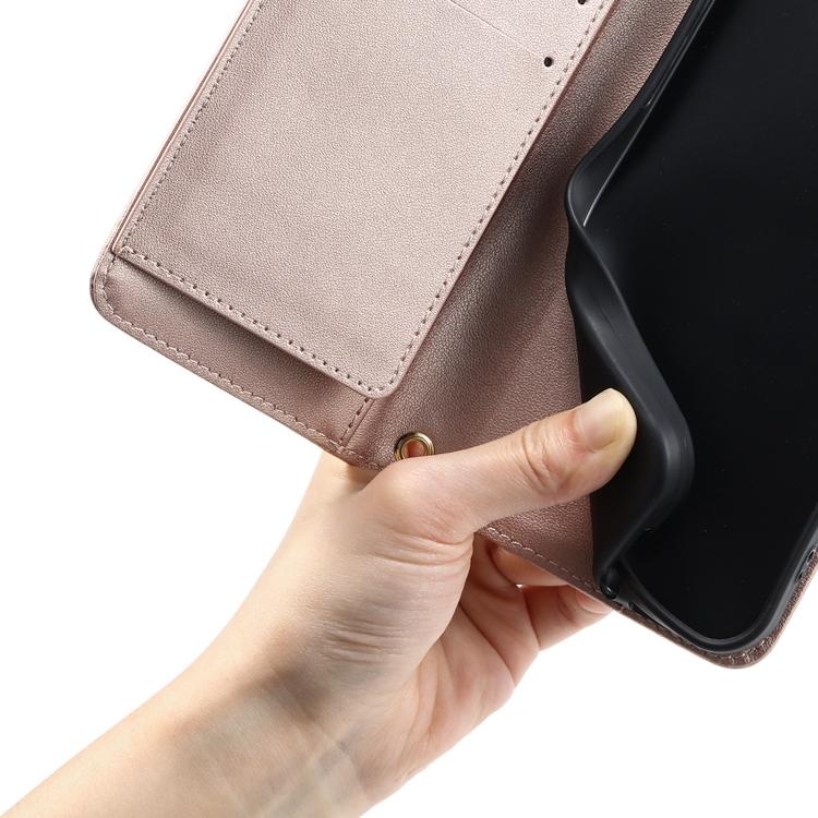 Funda de Cuero con Hebilla de Anillo Rombo Sony Xperia 5 (Oro Rosa)