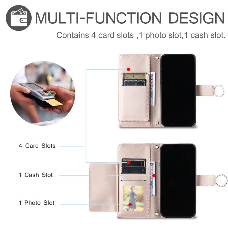Funda de Cuero con Hebilla de Anillo Rombo Sony Xperia 5 (Oro Rosa)