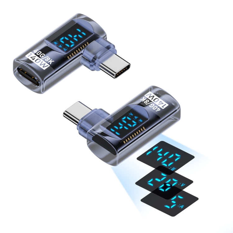 Adaptador de Carga Inteligente con Pantalla Digital Curva Lateral Macho Tipo C a Hembra Tipo C (Azul)