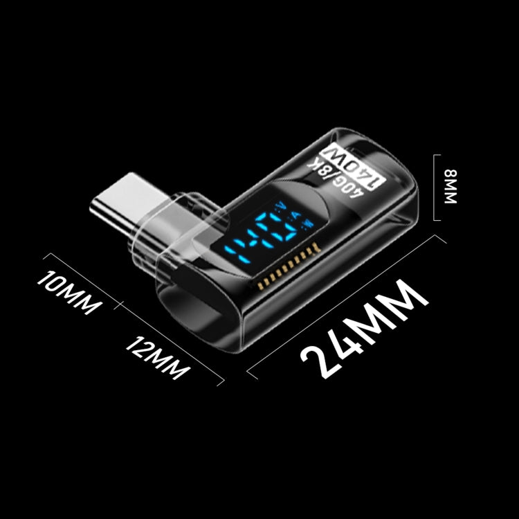 Adaptador de Carga Inteligente con Pantalla Digital Curva Lateral Macho Tipo C a Hembra Tipo C (Azul)