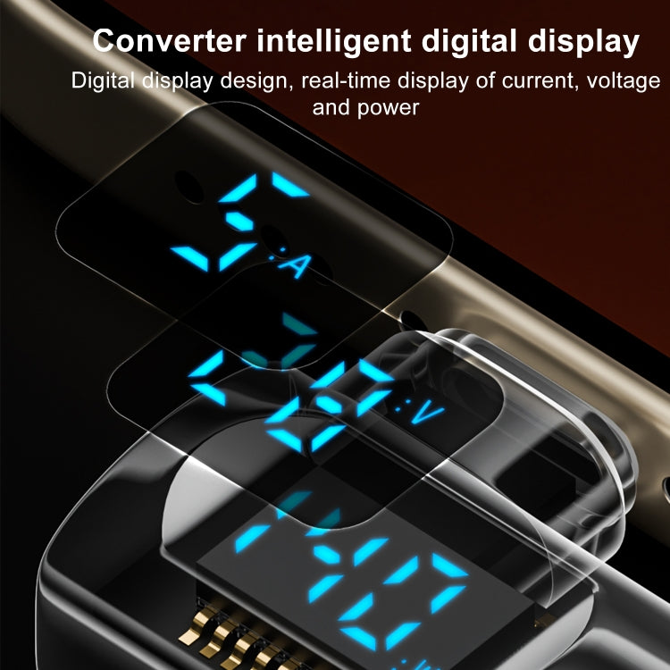 Adaptador de Carga Inteligente con Pantalla Digital Curva Lateral Macho Tipo C a Hembra Tipo C (Azul)