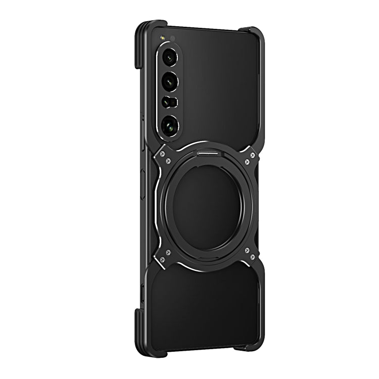 Estuche Metal con Soporte Magsafe y Brazo Mecánico para Sony Xperia 1 IV (Negro y Plateado)