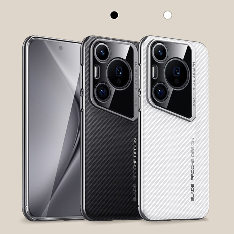 Funda para Teléfono Huawei Pura 70 Ultra con Textura de Fibra de Carbono para PC (Blanca)