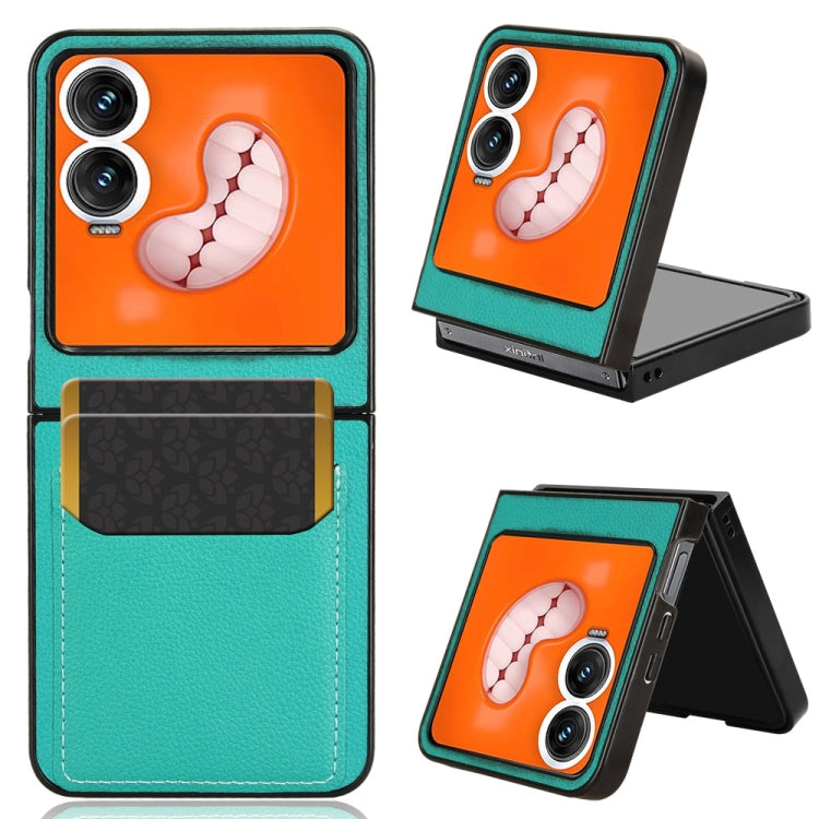Funda para Teléfono Infinix Zero Flip con Ranuras para Tarjetas y Textura Litchi (Verde)