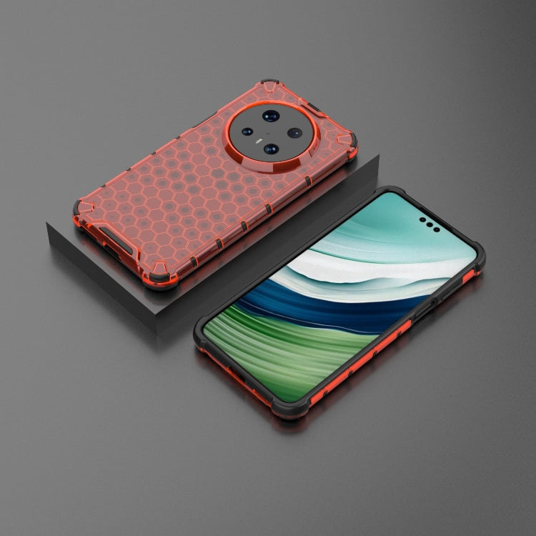 Funda para Teléfono Huawei Mate 70 5G a Prueba de Golpes con Diseño Panal de Abeja (Roja)