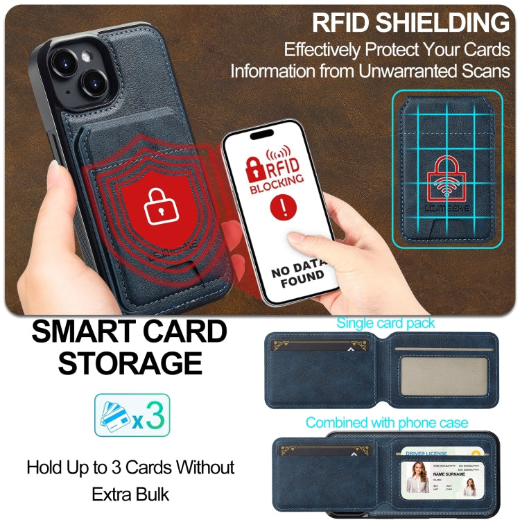 Funda para Teléfono Lc.Imeeke Serie L3 con Tarjeta Rfid Desmontable Magsafe para iPhone 14/13 (Azul)