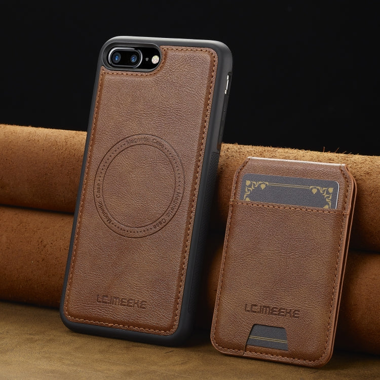 Funda para Teléfono Lc.Imeeke Serie L3 con Tarjetero Rfid Desmontable y Magsafe para iPhone Se 2022/2020 (Marrón)