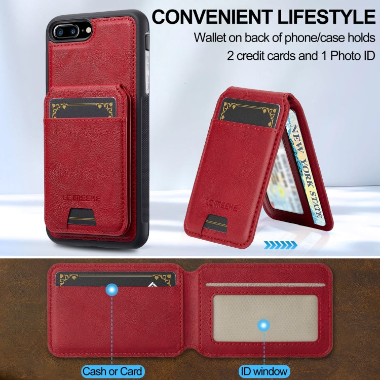 Funda para Teléfono Imeeke L3 con Tarjetero Rfid Desmontable y Magsafe para iPhone SE 2022/2020 (Roja)