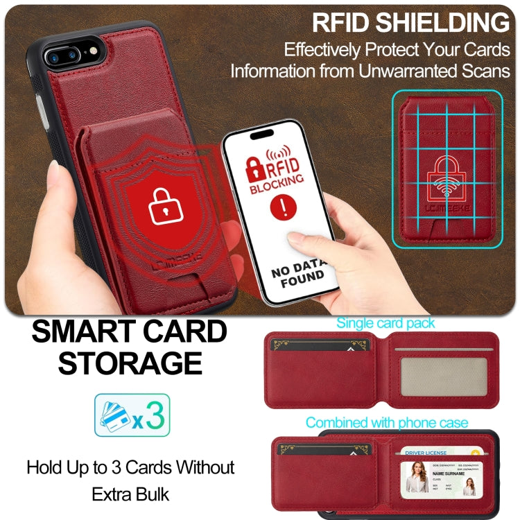 Funda para Teléfono Imeeke L3 con Tarjetero Rfid Desmontable y Magsafe para iPhone SE 2022/2020 (Roja)