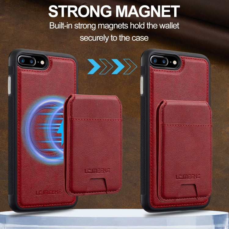 Funda para Teléfono Imeeke L3 con Tarjetero Rfid Desmontable y Magsafe para iPhone SE 2022/2020 (Roja)