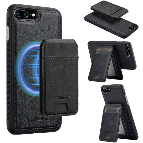 Estuche para Teléfono Lc.Imeeke Serie L3 con Funda para Tarjeta Rfid Desmontable Magsafe para iPhone 8 Plus/7 Plus (Negro)