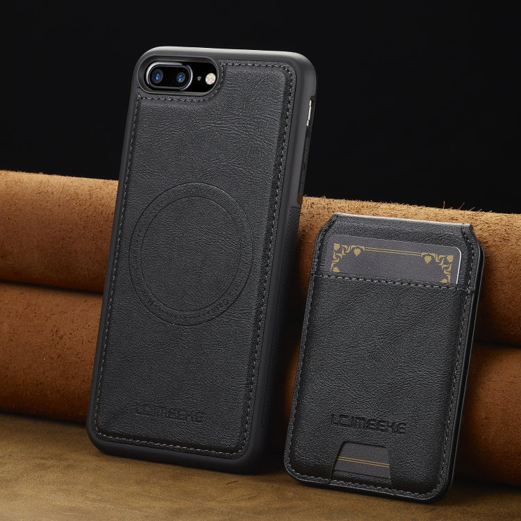 Estuche para Teléfono Lc.Imeeke Serie L3 con Funda para Tarjeta Rfid Desmontable Magsafe para iPhone 8 Plus/7 Plus (Negro)