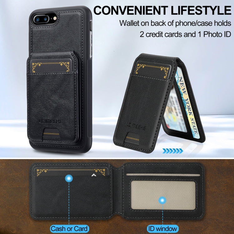 Estuche para Teléfono Lc.Imeeke Serie L3 con Funda para Tarjeta Rfid Desmontable Magsafe para iPhone 8 Plus/7 Plus (Negro)