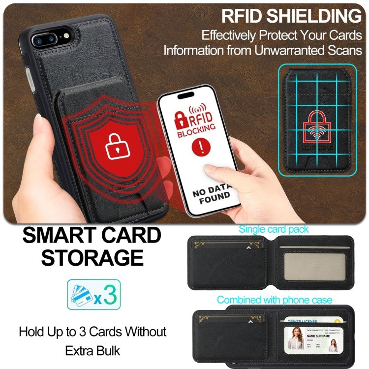Estuche para Teléfono Lc.Imeeke Serie L3 con Funda para Tarjeta Rfid Desmontable Magsafe para iPhone 8 Plus/7 Plus (Negro)