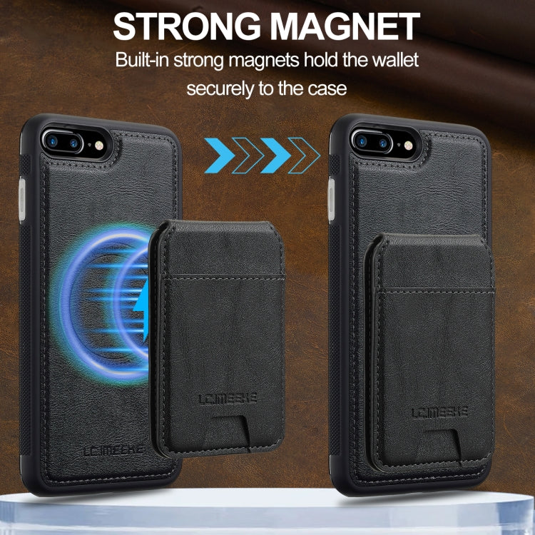 Estuche para Teléfono Lc.Imeeke Serie L3 con Funda para Tarjeta Rfid Desmontable Magsafe para iPhone 8 Plus/7 Plus (Negro)