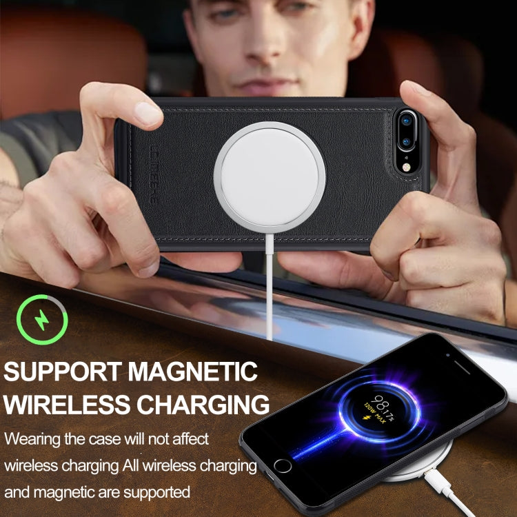 Estuche para Teléfono Lc.Imeeke Serie L3 con Funda para Tarjeta Rfid Desmontable Magsafe para iPhone 8 Plus/7 Plus (Negro)