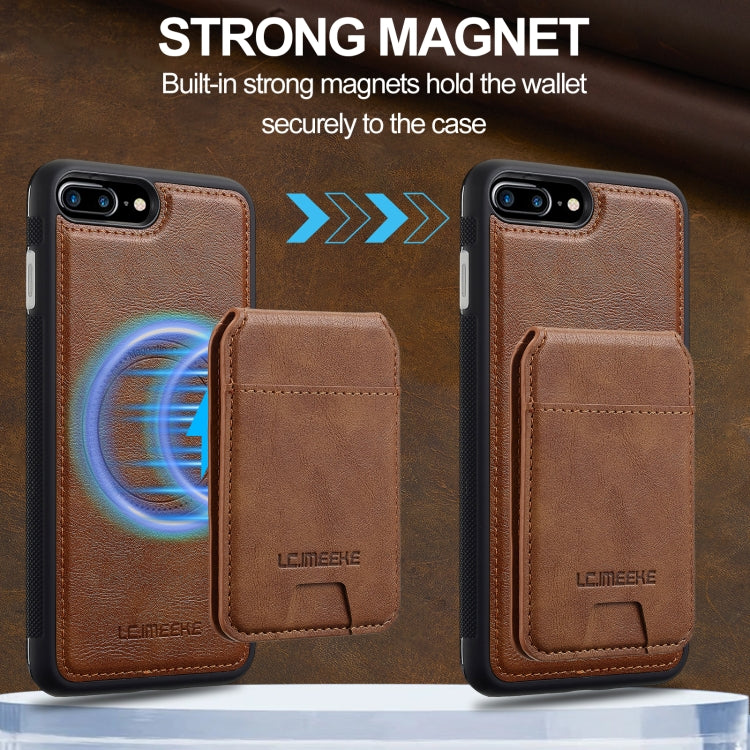 Estuche para Teléfono Lc.Imeeke Serie L3 Funda Rfid Desmontable Magsafe iPhone 8 Plus/7 Plus (Marrón)