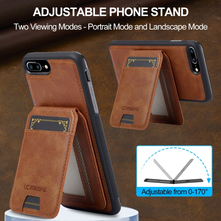 Estuche para Teléfono Lc.Imeeke Serie L3 Funda Rfid Desmontable Magsafe iPhone 8 Plus/7 Plus (Marrón)