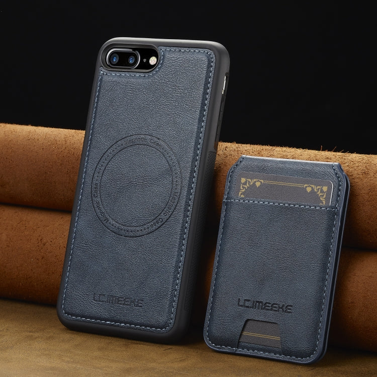 Estuche para Teléfono Lc.Imeeke Serie L3 con Funda para Tarjeta Rfid Desmontable Magsafe para iPhone 8 Plus/7 Plus (Azul)
