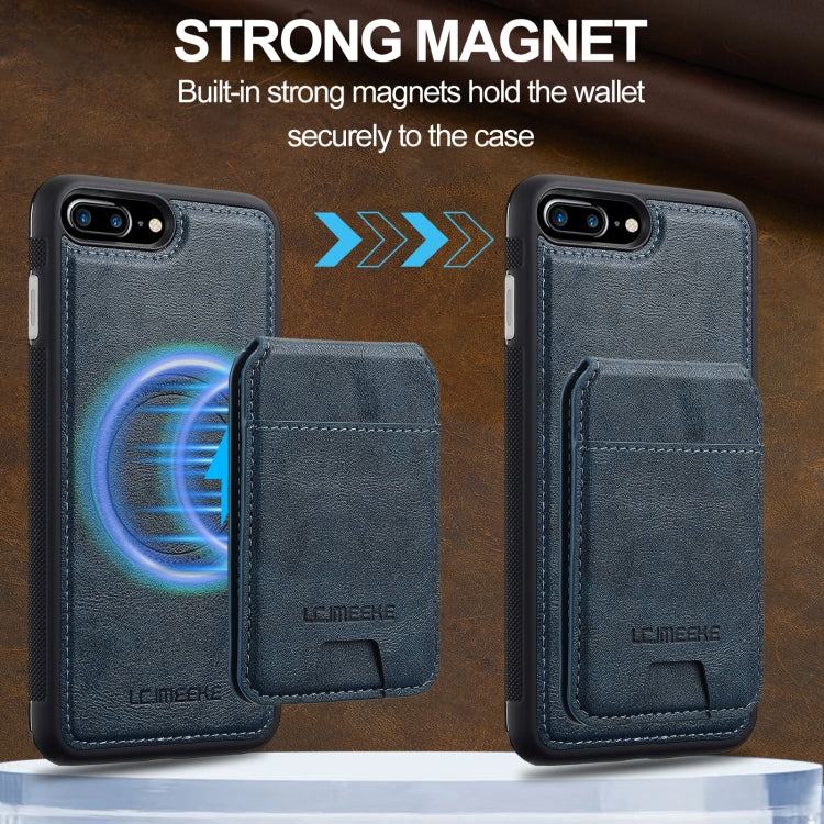 Estuche para Teléfono Lc.Imeeke Serie L3 con Funda para Tarjeta Rfid Desmontable Magsafe para iPhone 8 Plus/7 Plus (Azul)