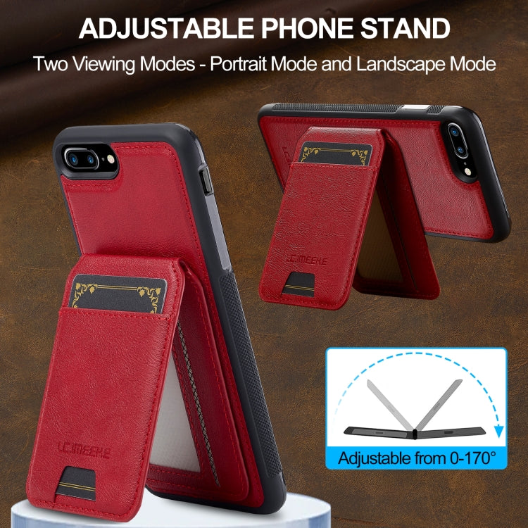 Estuche para Teléfono Imeeke L3 con Funda Tarjeta RFID Desmontable Magsafe para iPhone 8 Plus/7 Plus (Rojo)