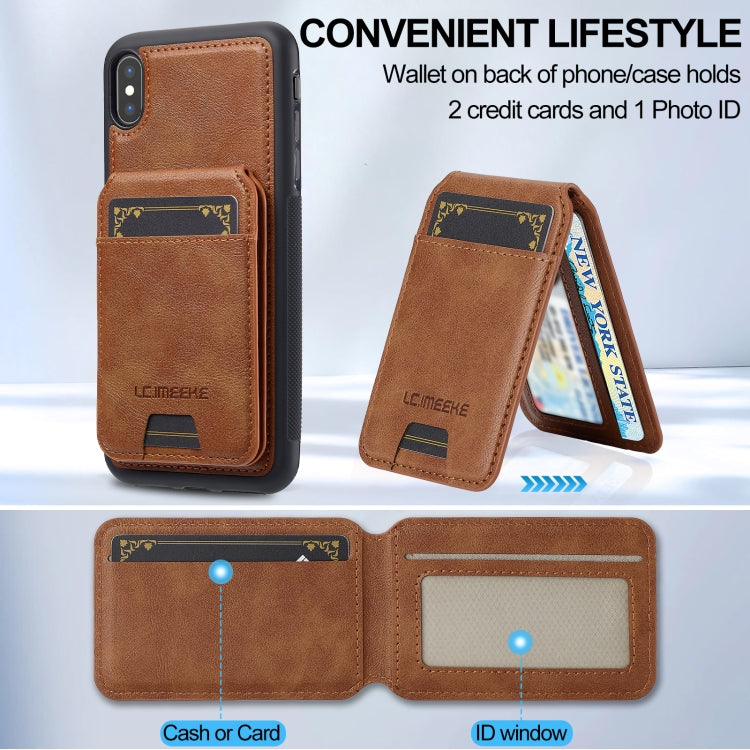 Estuche para Teléfono Lc.Imeeke Serie L3 con Funda para Tarjeta Rfid Desmontable Magsafe para iPhone Xs Max (Marrón)