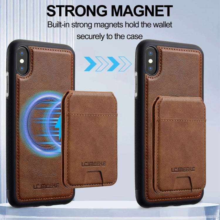 Estuche para Teléfono Lc.Imeeke Serie L3 con Funda para Tarjeta Rfid Desmontable Magsafe para iPhone Xs Max (Marrón)
