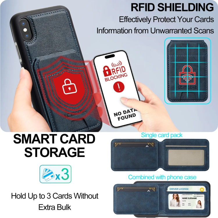 Funda para Teléfono Lc.Imeeke L3 Series con Funda Tarjeta Rfid Desmontable Magsafe para iPhone Xr (Azul)