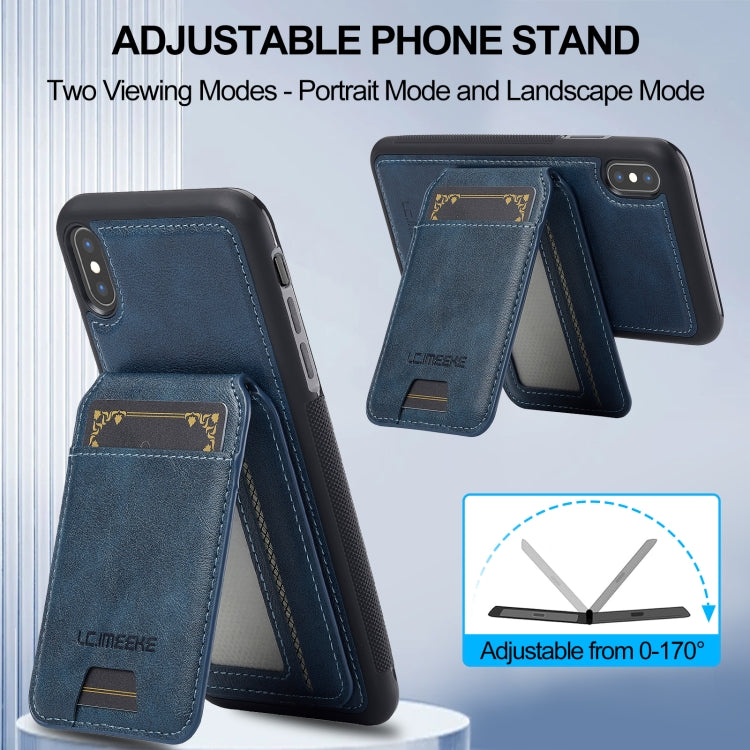 Funda para Teléfono Lc.Imeeke L3 Series con Funda Tarjeta Rfid Desmontable Magsafe para iPhone Xr (Azul)