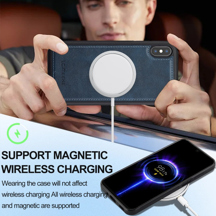Funda para Teléfono Lc.Imeeke L3 Series con Funda Tarjeta Rfid Desmontable Magsafe para iPhone Xr (Azul)