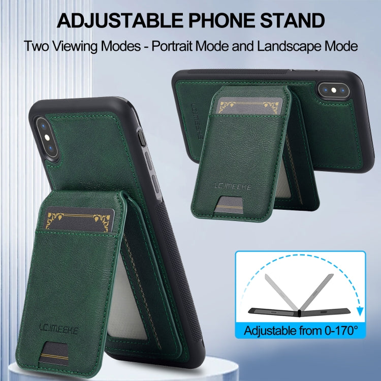 Funda para teléfono Lc.Imeeke L3 Series con funda para tarjeta Rfid desmontable Magsafe para iPhone Xr (Verde)