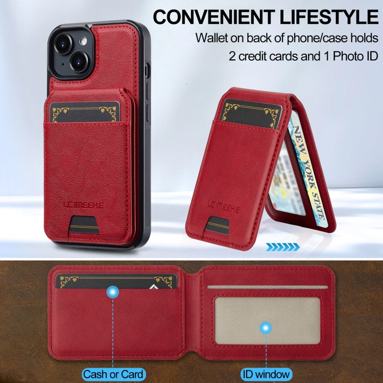 Funda para Teléfono Lc.Imeeke L3 con Funda Tarjeta Rfid Desmontable Magsafe para iPhone 13 Mini (Roja)