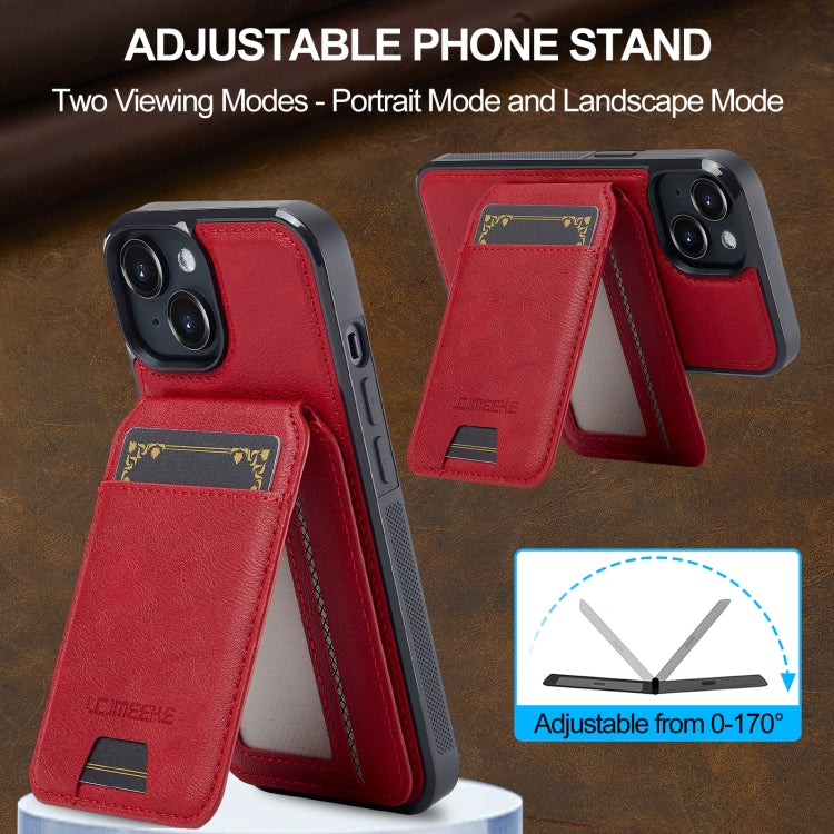 Funda para Teléfono Lc.Imeeke L3 con Funda Tarjeta Rfid Desmontable Magsafe para iPhone 13 Mini (Roja)