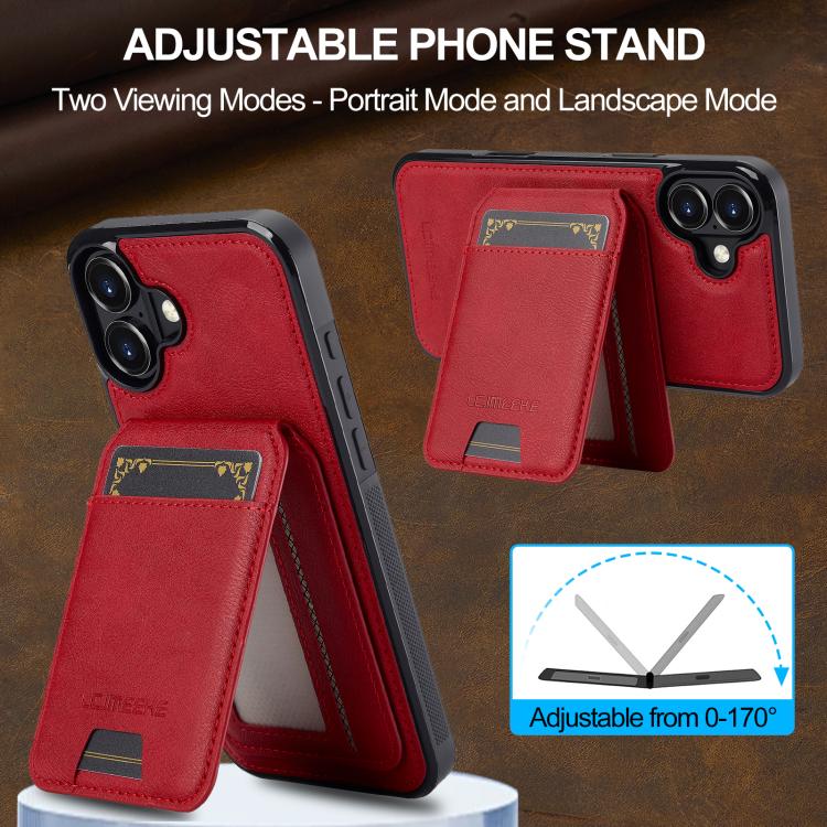 Funda para iPhone 17 LC.IMEEKE L3 con tarjetero RFID desmontable y Magsafe (roja)