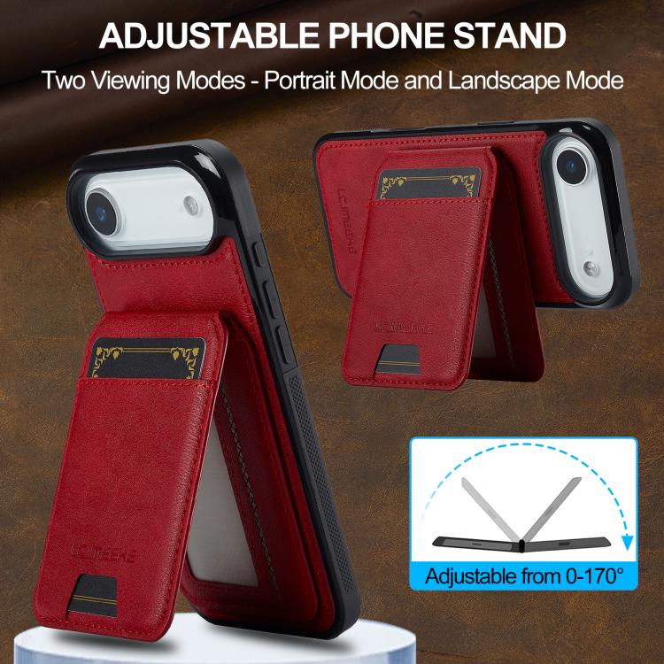 Funda para iPhone 17 Air LC.IMEEKE L3 con tarjetero RFID desmontable y Magsafe (roja)
