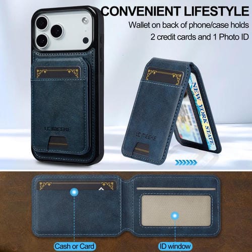 Funda para iPhone 17 Pro Max LC.IMEEKE L3 Series con tarjetero RFID desmontable y Magsafe (azul)